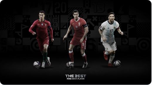 Lewandowski, Messi e Cristiano Ronaldo são finalistas de melhor jogador. Foto: Divulgação/Twitter FIFA